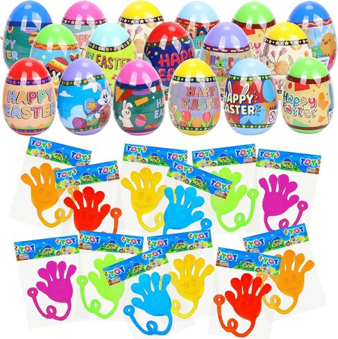 24pcs Prefilled Easter Eggs with Easter Sticky Hands Toy Inside for Kids Boys Girls Easter Basket Stuffers,Eggs Hunt ,Party Favors in Saudi Arabia
