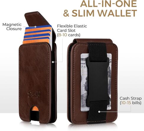 Zitahli Slim Wallet for Men with Magnetic Closure & Cash Strap - Minimalist Front Pocket Card Holder Holds 8-10 Cards & 10-15 Bills, RFID Blocking in Saudi Arabia