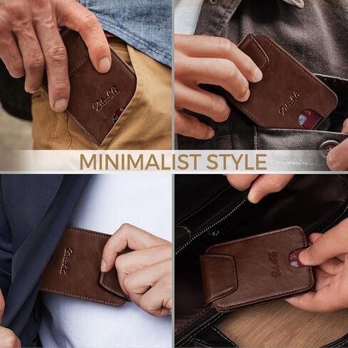 Zitahli Slim Wallet for Men with Magnetic Closure & Cash Strap - Minimalist Front Pocket Card Holder Holds 8-10 Cards & 10-15 Bills, RFID Blocking in Saudi Arabia