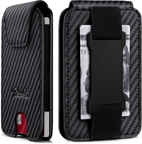 Zitahli Slim Wallet for Men with Magnetic Closure & Cash Strap - Minimalist Front Pocket Card Holder Holds 8-10 Cards & 10-15 Bills, RFID Blocking in Saudi Arabia