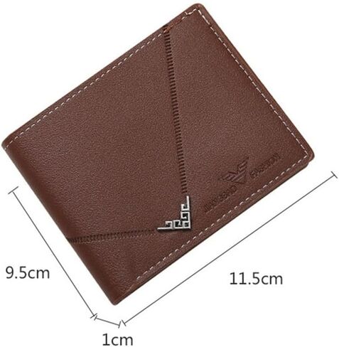 Short Wallet PU Card Bag Folding Card Holder Men(Black) in Saudi Arabia