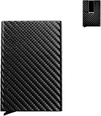 Slim Carbon Printed Wallet For Men, Holds 8 Cards Plus Cash Mens Wallet Aluminum Rfid Blocking Sleeves Minimalist Design Gift For Men Men's Wallets Money Clip Card Holder in Saudi Arabia