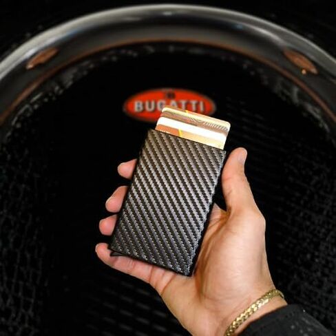 Slim Carbon Printed Wallet For Men, Holds 8 Cards Plus Cash Mens Wallet Aluminum Rfid Blocking Sleeves Minimalist Design Gift For Men Men's Wallets Money Clip Card Holder in Saudi Arabia