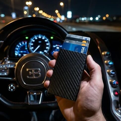 Slim Carbon Printed Wallet For Men, Holds 8 Cards Plus Cash Mens Wallet Aluminum Rfid Blocking Sleeves Minimalist Design Gift For Men Men's Wallets Money Clip Card Holder in Saudi Arabia