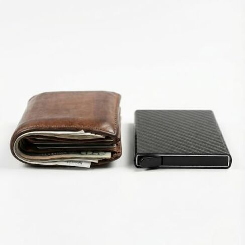 Slim Carbon Printed Wallet For Men, Holds 8 Cards Plus Cash Mens Wallet Aluminum Rfid Blocking Sleeves Minimalist Design Gift For Men Men's Wallets Money Clip Card Holder in Saudi Arabia