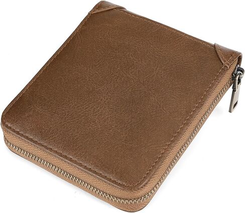 GAEKEAO Zipper Wallet for Men Vegan Leather RFID Blocking Large Capacity Bifold Wallets with ID Window Change Pocket in Kuwait