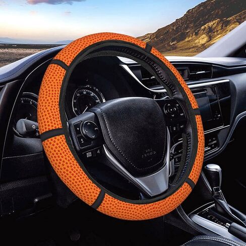 Basketball Ball Leather Print Steering Wheel Cover for Women, Girls 15 inch Universal Auto Car Anti Slip Wrap Steering Wheel Covers Fit for Vehicles, Truck,SUV in Saudi Arabia