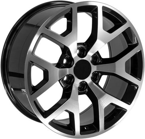 إطارات وإطارات OE Wheels CV92 مقاس 20 بوصة تناسب طراز Sierra 1500 على شكل قرص العسل 6x139.7 20x9 مصنعة باللون الأسود اللامع - هولاندر 5656 - TS-37 AT 275/55-20 (مجموعة من 4) in Saudi Arabia