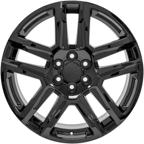 إطارات وإطارات OE Wheels CV63 مقاس 22 بوصة تناسب Silverado 1500 Z71 Style 6x139.7 22x9 أسود لامع - هولاندر 5913 - TS-37 AT 285/45-22 (مجموعة من 4) in Saudi Arabia