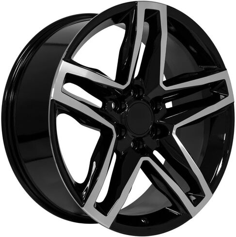 إطارات وإطارات OE Wheels CV34 مقاس 22 بوصة تناسب Silverado 1500 Trail Boss Style 6x139.7 22x9 مصنعة باللون الأسود اللامع - Hollander 5911 - TS-37 AT 285/45-22 (مجموعة من 4) in Saudi Arabia