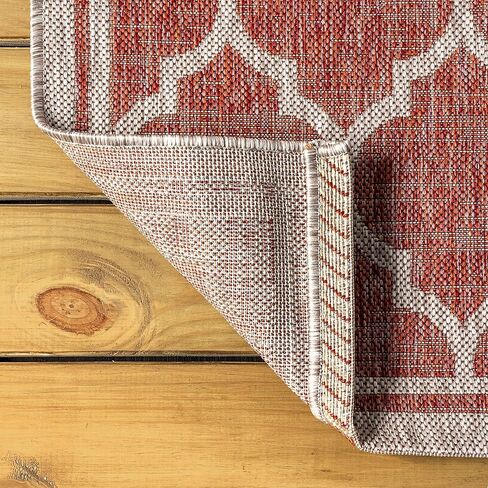 JONATHAN Y Moroccan Trellis Indoor Outdoor Area Rug 8X10 Red/Beige, Trebol Textured Weave for Backyard, Patio, Porch, Easy-Cleaning, High Traffic, Pet-Friendly, Non-Shedding (SMB109C-8) in Saudi Arabia