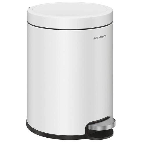 SONGMICS Bathroom Trash Can, 1.6 Gallon (6 L) Small Toilet Garbage Bin with Lid, Soft-Close, Stainless Steel, Pedal, Inner Bucket, Bedroom, Metallic Silver ULTB016EZ01 in Saudi Arabia