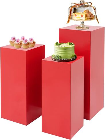 3Pcs Square Display Pedestal Stands Set for Party, Metal Display Stand Plinth Pillars, Cake Stands Pillars for Wedding Birthday Art Decor Risers, 11.8*31.5" (L), 11.02*25.6" (M), 10.24*23.6" (S) in Saudi Arabia