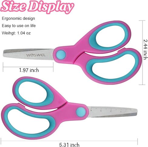 Kids Scissors Bulk, Woswel 48 Pack Safety Blunt Tip Student Scissors, 5 “ Student Scissors with Comfort Grip, Assorted Colors Children Craft Scissors for Cutting Paper Craft Art Supplies in Saudi Arabia