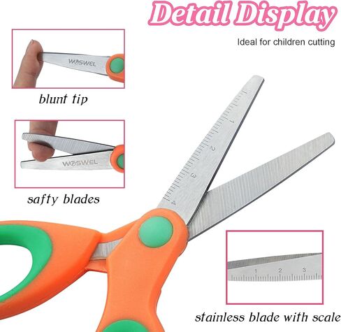 Kids Scissors Bulk, Woswel 48 Pack Safety Blunt Tip Student Scissors, 5 “ Student Scissors with Comfort Grip, Assorted Colors Children Craft Scissors for Cutting Paper Craft Art Supplies in Saudi Arabia