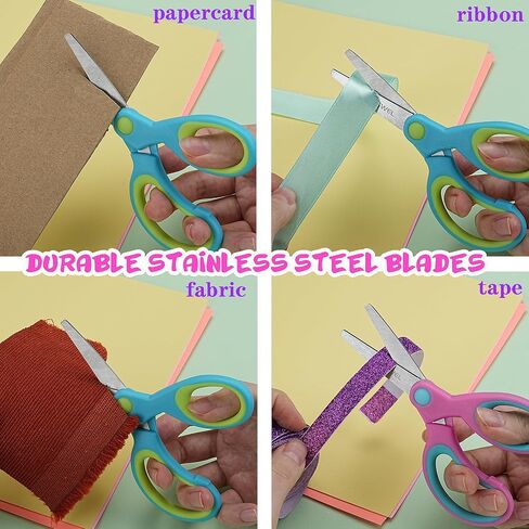 Kids Scissors Bulk, Woswel 48 Pack Safety Blunt Tip Student Scissors, 5 “ Student Scissors with Comfort Grip, Assorted Colors Children Craft Scissors for Cutting Paper Craft Art Supplies in Saudi Arabia