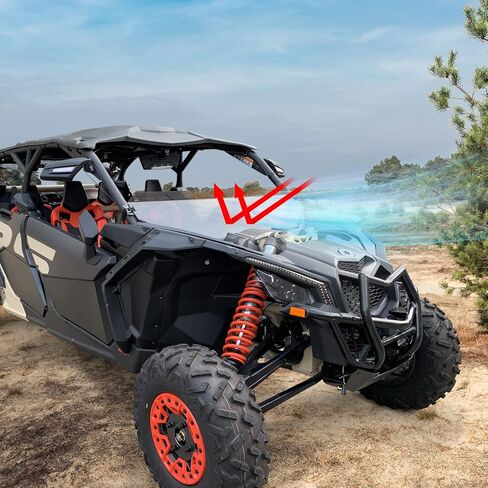UTV Front Half Clear Windshield Scratch Resistant Hard Compatible with Can Am Maverick X3 XRS XDS Turbo R Max 2017-2023 Accessories,Coat Poly Vented Mid Windshield in Saudi Arabia