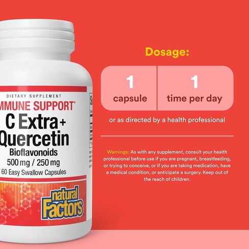 Natural Factors C Extra + Quercetin, 60 Easy Swallow Capsules in Kuwait