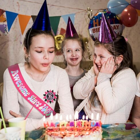 دبابيس أزرار لعيد الميلاد السادس عشر للفتيات مصنوعة يدويًا (3.8 * 3.8 بوصة)، شارة صفيح بشريط من الحرير المضلع باللون الأسود والوردي للنساء، مستلزمات تزيين حفلات عيد الميلاد السادس عشر، أفكار هدايا، هدايا نكتة in Kuwait