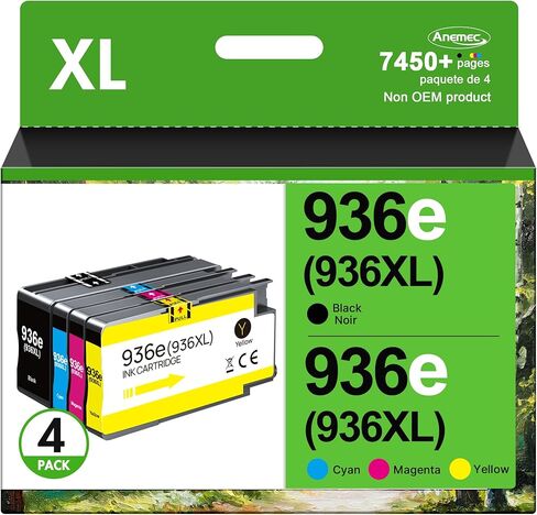 936XL 936e لخراطيش الحبر HP 936 مجموعة كومبو بديلة لخراطيش الحبر HP 936 عالية الإنتاجية تعمل لطابعات HP Officejet Pro 9125e 9135e 9720e 9730e 9120e 9130e 9130b، 4 عبوات 6C3Z5LN in Kuwait
