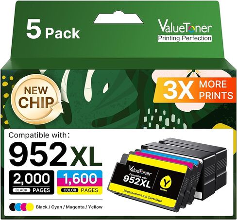 مجموعة كومبو لخراطيش الحبر HP 952XL HP952 HP952XL (5 عبوات) بديلة لخراطيش الحبر HP 952 XL لطابعات HP OfficeJet Pro 8710 8720 7740 8210 8715 8740 7720 8702 in Kuwait