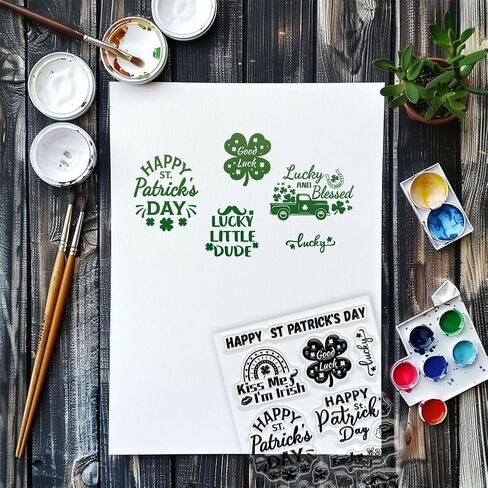 GLOBLELAND 4 Sheets Saint Patrick's Day Corners Clear Stamps Set for Cards Making Clover Background Transparent Stamp Cartoon Mice Silicone Stamps for DIY Scrapbooking Embossing Photo Album Decor in Saudi Arabia