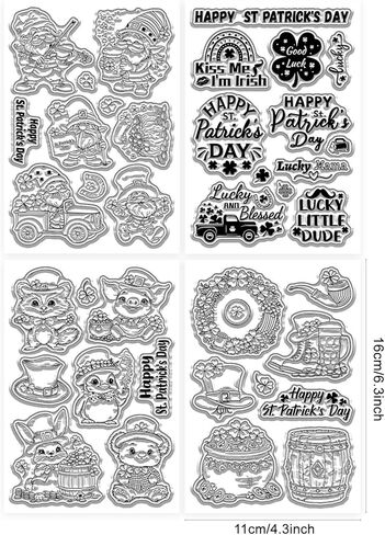 GLOBLELAND 4 Sheets Saint Patrick's Day Corners Clear Stamps Set for Cards Making Clover Background Transparent Stamp Cartoon Mice Silicone Stamps for DIY Scrapbooking Embossing Photo Album Decor in Saudi Arabia