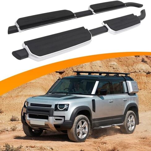 Heavy Duty Rail Boards, Running Boards Side Step Bars for 2020-2025 Land Rover Defender 110/130 4-Door L663, Durable Aluminum Alloy Car Side Steps with Anti-Slip Textured Surface in Kuwait
