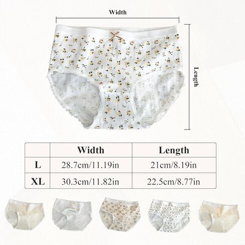 5PCS Womens Underwear with High Elastic, Wide Waistband Cotton Underwear for Women Underwear with Cute Print for Daily Wear in Saudi Arabia