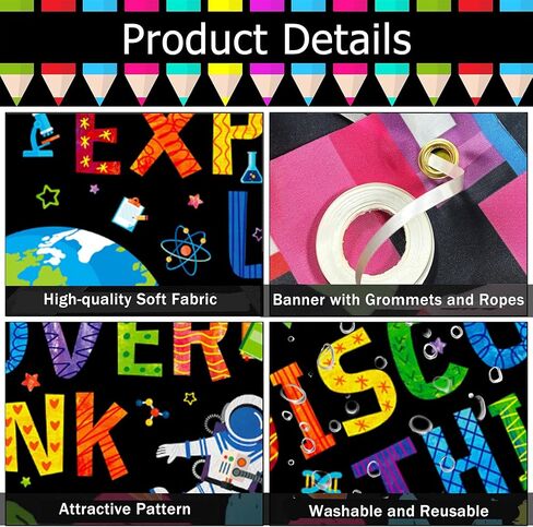 2 Pcs Classroom Decoration Banner with Grommets and Ropes - "Reading" Fabric Banner Poster Set, Pre-Installed Hanging Kit for Inspirational Bulletin Board Set, Wall Decor, Reading Corner in Kuwait