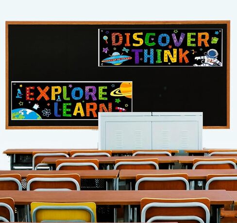 2 Pcs Classroom Decoration Banner with Grommets and Ropes - "Reading" Fabric Banner Poster Set, Pre-Installed Hanging Kit for Inspirational Bulletin Board Set, Wall Decor, Reading Corner in Kuwait