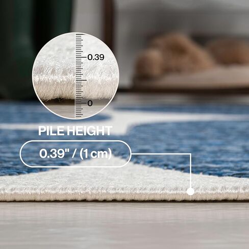 JONATHAN Y Geometric Organic Shapes Indoor Outdoor Runner Rug 2X8 Navy/Cream, Rayna Modern for Backyard, Patio, Porch, Easy-Cleaning, High Traffic, Pet-Friendly, Non-Shedding (TSN305B-28) in Saudi Arabia
