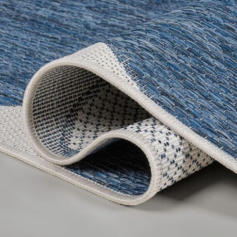 JONATHAN Y Geometric Organic Shapes Indoor Outdoor Runner Rug 2X8 Navy/Cream, Rayna Modern for Backyard, Patio, Porch, Easy-Cleaning, High Traffic, Pet-Friendly, Non-Shedding (TSN305B-28) in Saudi Arabia