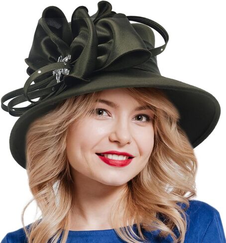 Women Wool Felt Dress Party Hats for Fall, Winter Church Hats 1920s 1950s 60s in Saudi Arabia