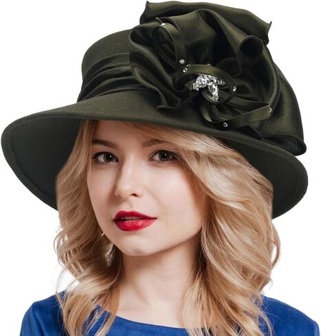 Women Wool Felt Dress Party Hats for Fall, Winter Church Hats 1920s 1950s 60s in Saudi Arabia
