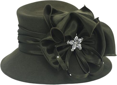 Women Wool Felt Dress Party Hats for Fall, Winter Church Hats 1920s 1950s 60s in Saudi Arabia