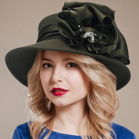 Women Wool Felt Dress Party Hats for Fall, Winter Church Hats 1920s 1950s 60s in Saudi Arabia