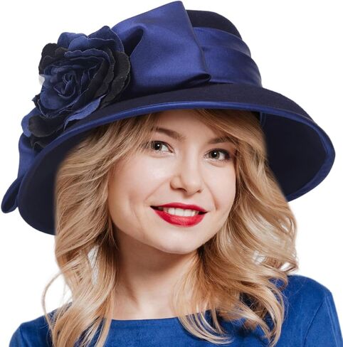 Women Wool Felt Dress Party Hats for Fall, Winter Church Hats 1920s 1950s 60s in Saudi Arabia