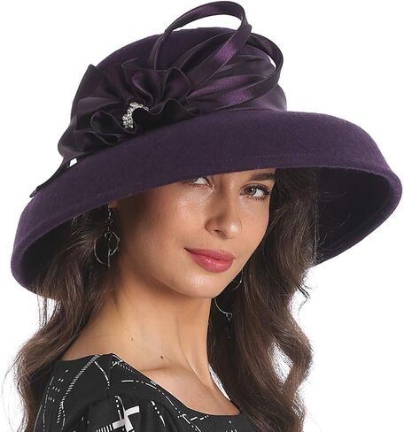 Women Wool Felt Dress Party Hats for Fall, Winter Church Hats 1920s 1950s 60s in Saudi Arabia