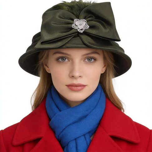 Women Wool Felt Dress Party Hats for Fall, Winter Church Hats 1920s 1950s 60s in Saudi Arabia