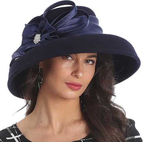 Women Wool Felt Dress Party Hats for Fall, Winter Church Hats 1920s 1950s 60s in Saudi Arabia