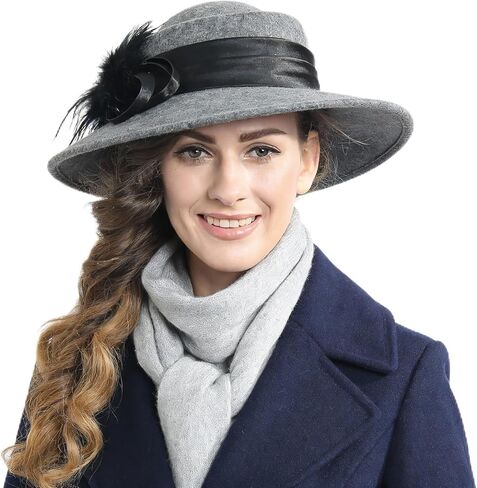 Women Wool Felt Dress Party Hats for Fall, Winter Church Hats 1920s 1950s 60s in Saudi Arabia