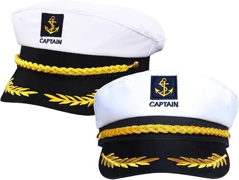 Two-Pack Yacht Captain's Hat & Sailor's Hat -Perfect for Water Parties and Halloween Fun! Be the Star of Every Celebration! in Saudi Arabia