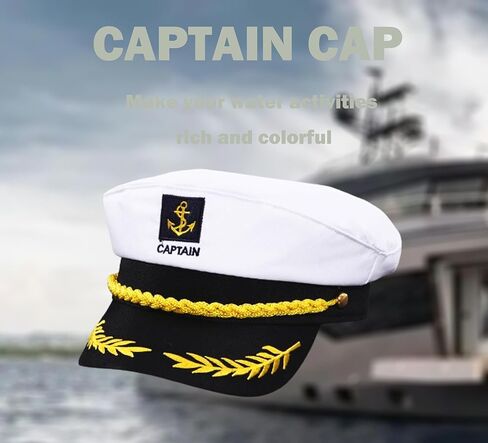 Two-Pack Yacht Captain's Hat & Sailor's Hat -Perfect for Water Parties and Halloween Fun! Be the Star of Every Celebration! in Saudi Arabia