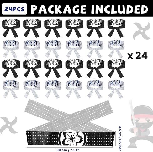 24 Pcs Warrior Headbands Bushido Theme Costume Supply Black and Blue Lotus Flower Hachimaki Karate Birthday Party Favors for Adults Karate Sports Sushi Cooking Kitchen Cosplay Accessories in Saudi Arabia