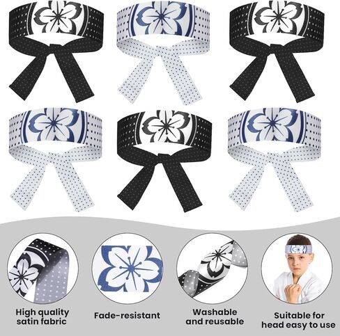 24 Pcs Warrior Headbands Bushido Theme Costume Supply Black and Blue Lotus Flower Hachimaki Karate Birthday Party Favors for Adults Karate Sports Sushi Cooking Kitchen Cosplay Accessories in Saudi Arabia
