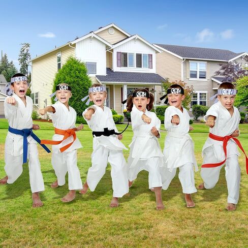 24 Pcs Warrior Headbands Bushido Theme Costume Supply Black and Blue Lotus Flower Hachimaki Karate Birthday Party Favors for Adults Karate Sports Sushi Cooking Kitchen Cosplay Accessories in Saudi Arabia
