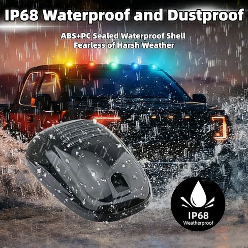 5Pcs Smoked Lens Cab Roof Marker Light with remote control,Rooftop Cab Clearance Light 16 colors LEDs Lights Kit Compatible with Pickups Trucks Ford Dodge Ram GMC Toyota Vans SUV POV Vehicle in Kuwait