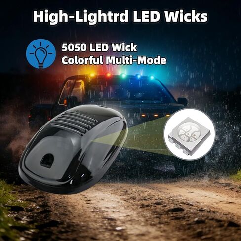 5Pcs Smoked Lens Cab Roof Marker Light with remote control,Rooftop Cab Clearance Light 16 colors LEDs Lights Kit Compatible with Pickups Trucks Ford Dodge Ram GMC Toyota Vans SUV POV Vehicle in Kuwait