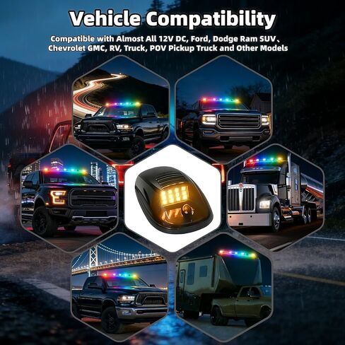 5Pcs Smoked Lens Cab Roof Marker Light with remote control,Rooftop Cab Clearance Light 16 colors LEDs Lights Kit Compatible with Pickups Trucks Ford Dodge Ram GMC Toyota Vans SUV POV Vehicle in Kuwait